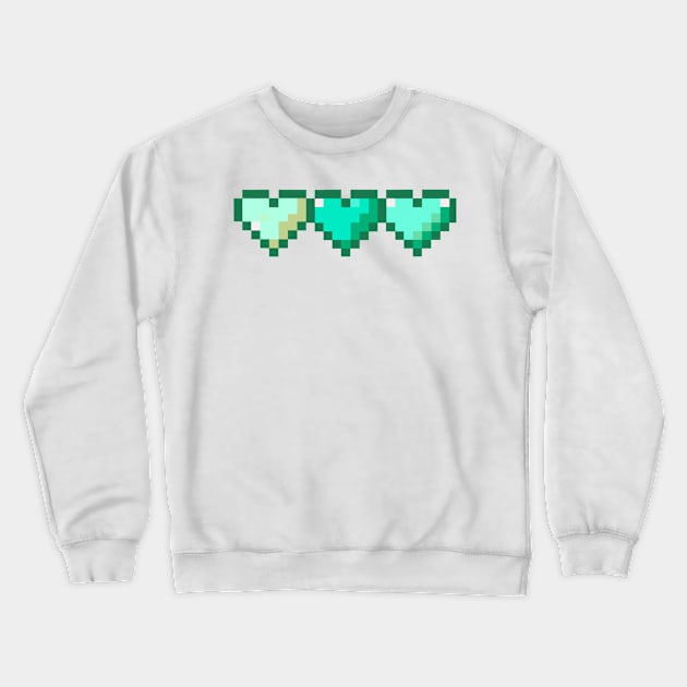 Teal Row of Hearts Pixel Art Crewneck Sweatshirt by christinegames